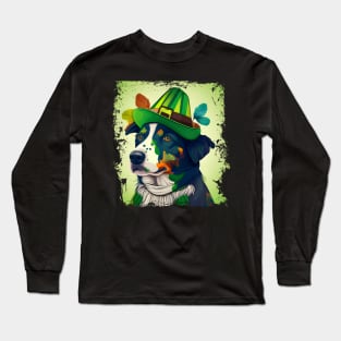 Colorful Lady Dog Ready For St. Patrick's Day Dog Lover Long Sleeve T-Shirt